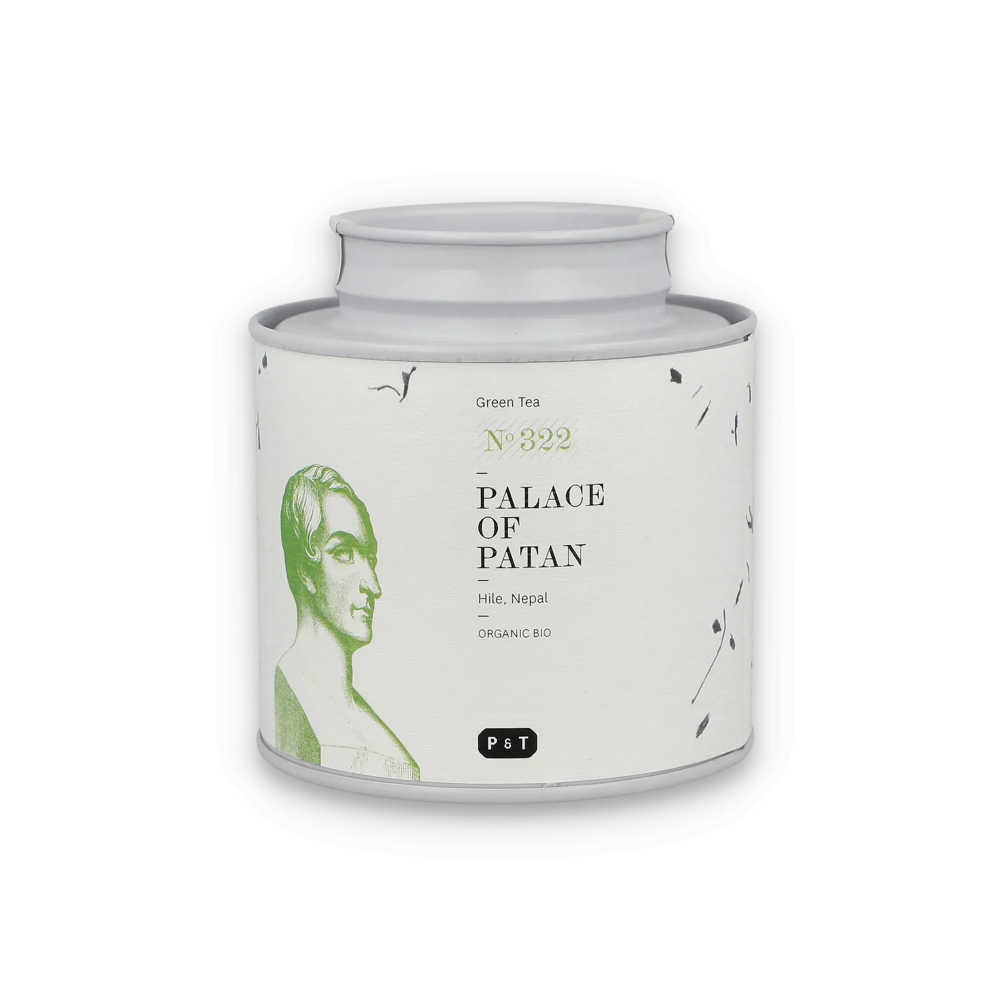 Elegante Metallverpackung mit Bio-Grüntee 'No 322 Palace of Patan' aus Hile, Nepal von P & T.
