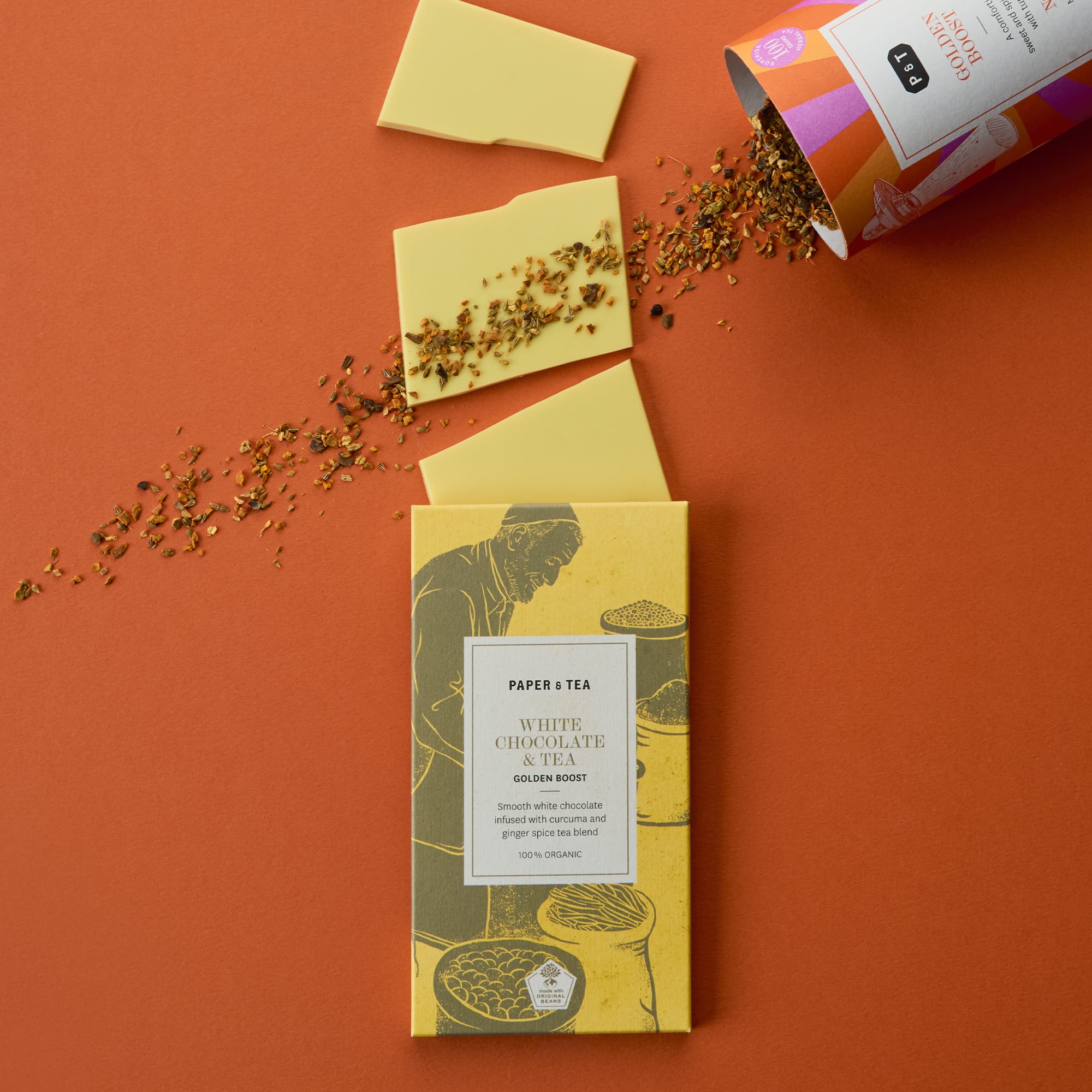 Weiße Schokolade White Chocolate & Tea – Golden Boost
